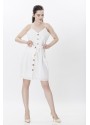 Dantelli Askılı Beyaz Elbise 